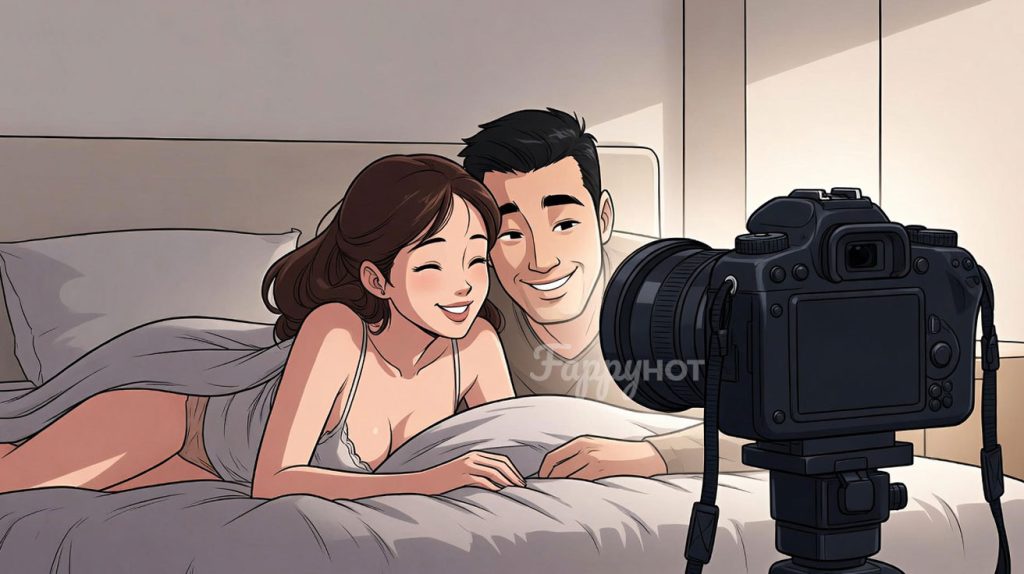 Pareja creando contenido para onlyfans para parejas de forma profesional